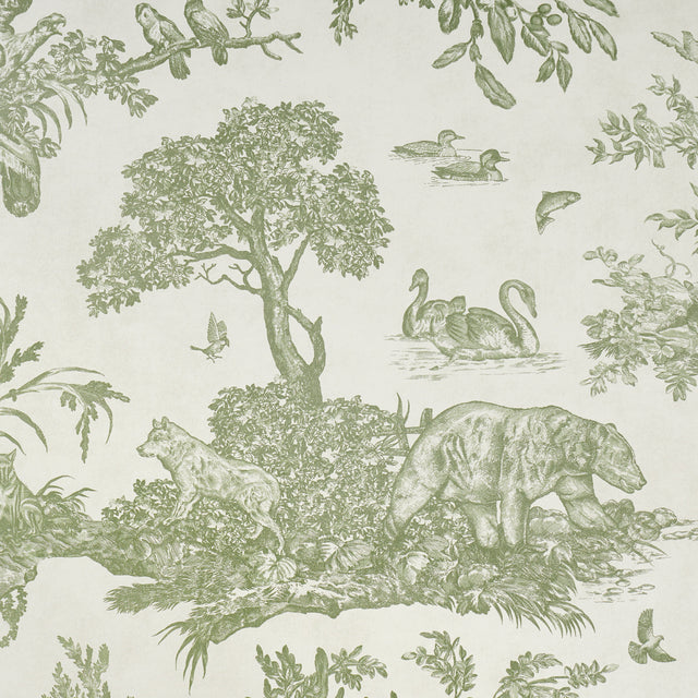 Schumacher 5016441 Western Toile in Olive Wallpaper - A Coun