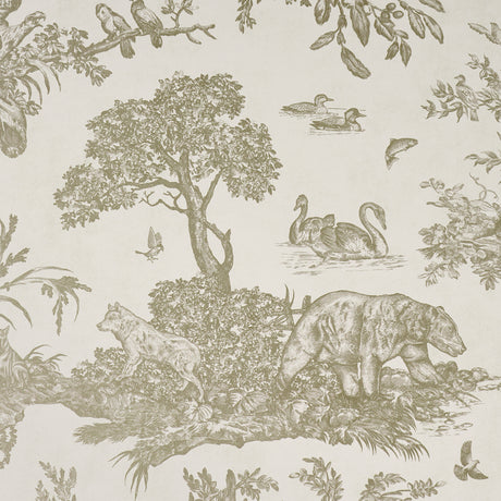 Schumacher 5016442 Western Toile in Stone Wallpaper - A Coun