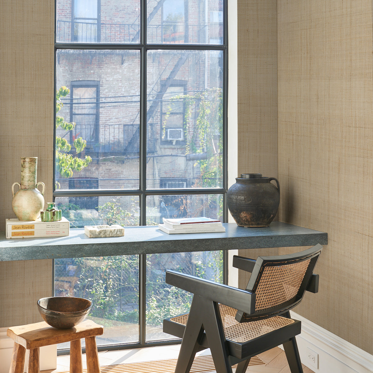 Schumacher Blonde Raffia Wheat Wallpaper