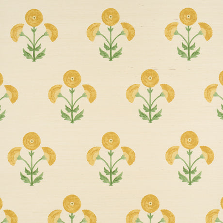 Schumacher Saranda Flower Sisal Marigold Wallpaper - Eade's Wallpaper