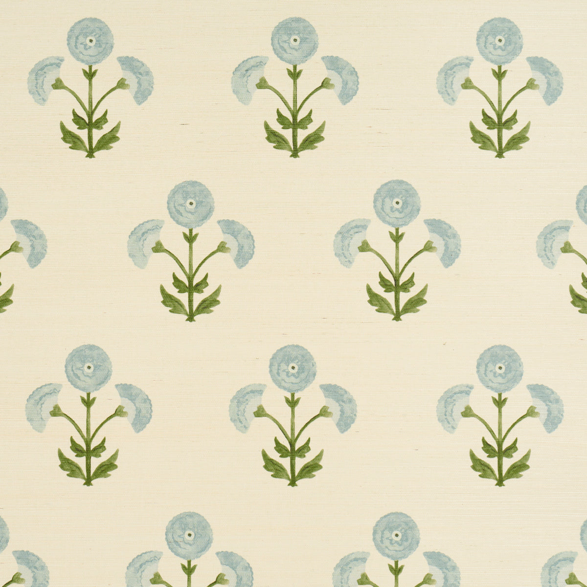 Schumacher Saranda Flower Sisal Sky Wallpaper