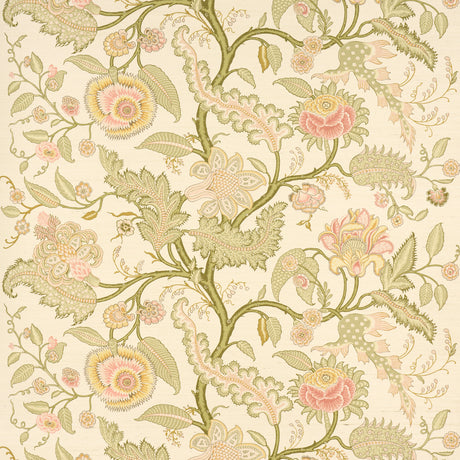 Schumacher Sinhala Sisal Pink & Green Wallpaper - Eade's Wallpaper