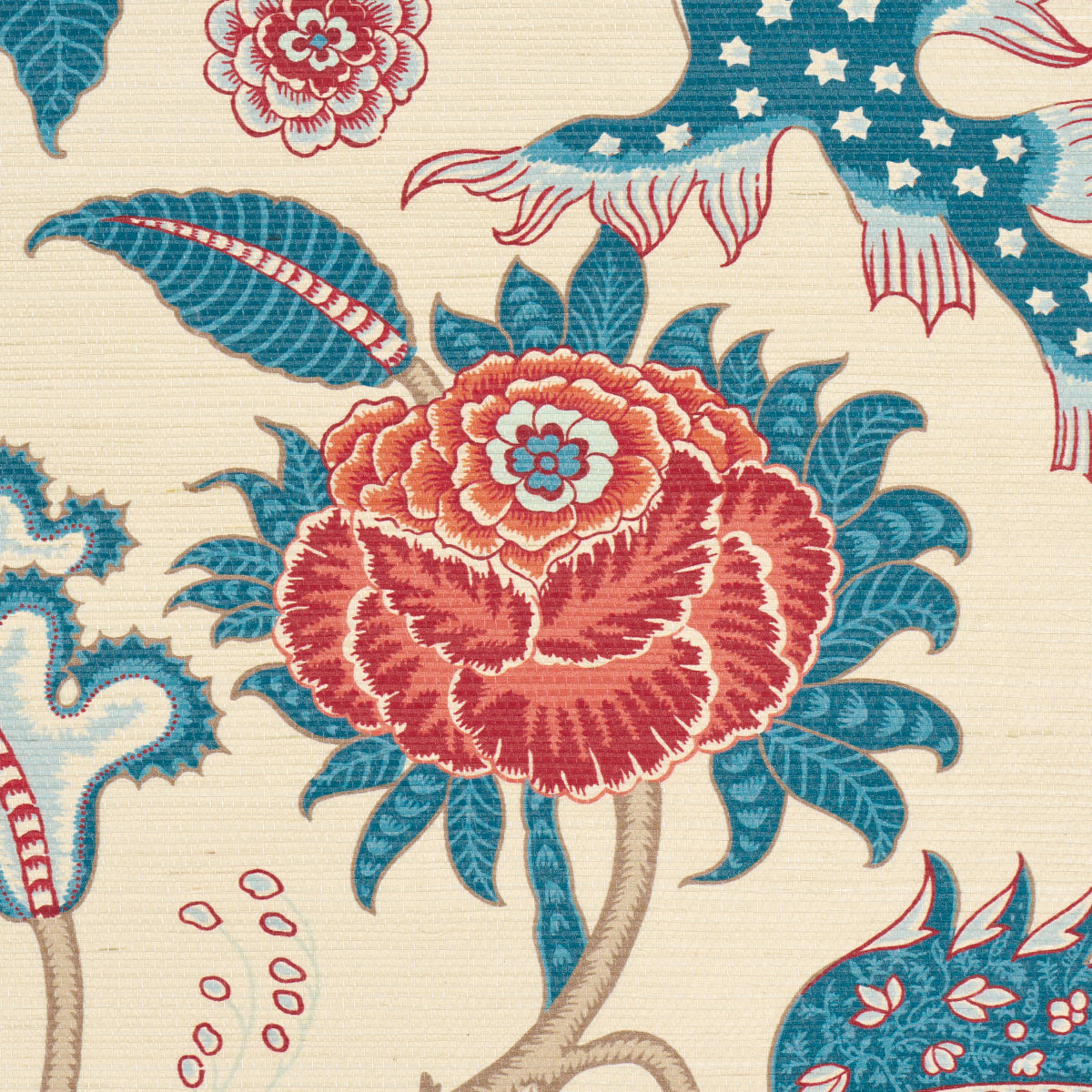 Schumacher Sinhala Sisal Rouge & Indigo Wallpaper - Eade's Wallpaper