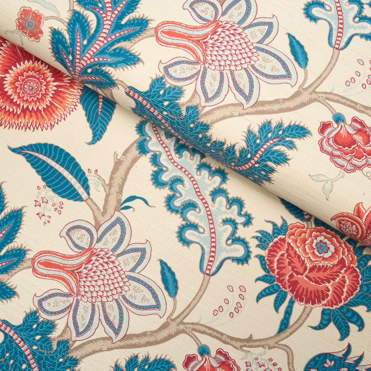 Schumacher Sinhala Sisal Rouge & Indigo Wallpaper - Eade's Wallpaper
