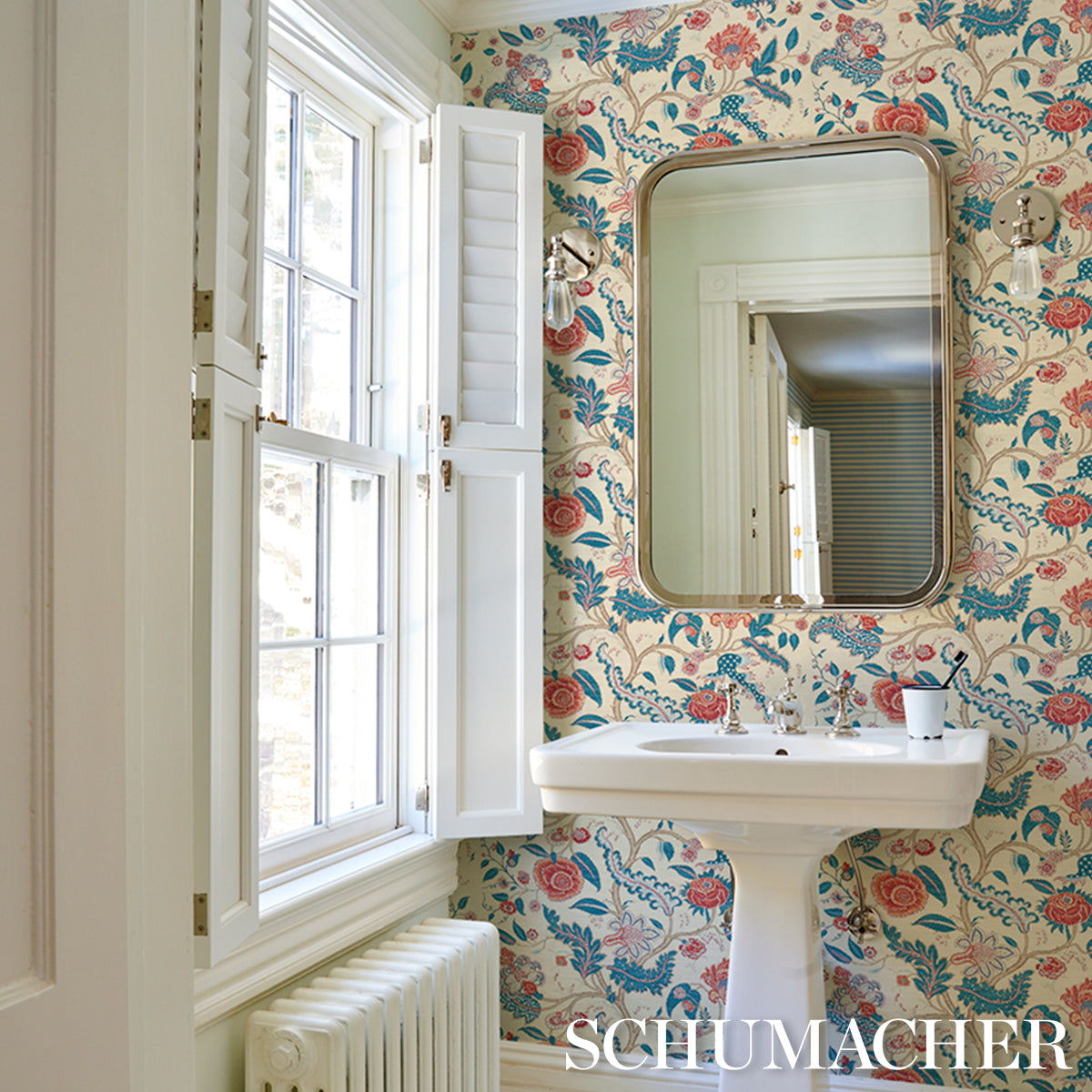 Schumacher Sinhala Sisal Rouge & Indigo Wallpaper - Eade's Wallpaper