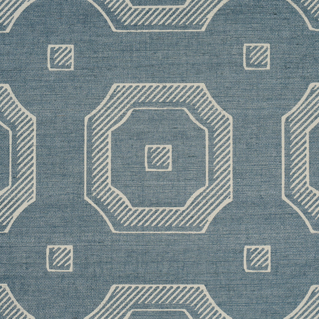 Schumacher 5016730 BEVELED FRAME SISAL in DENIM Wallpaper - 