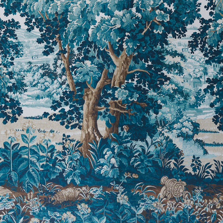 Schumacher 5016822 LA FORÃŠT 3 PANEL SET in ANTIQUE BLUE FOR