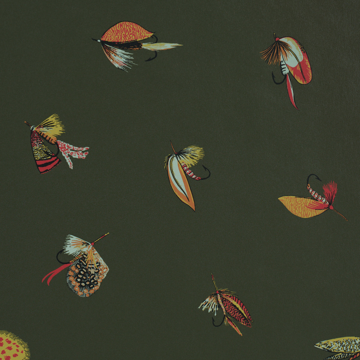 Schumacher 5016991 FLY FISHING in FOREST GREEN Wallpaper - A