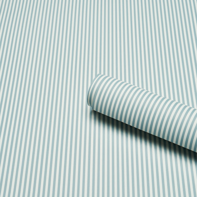 Schumacher 5017191 EMMA STRIPE NARROW in CHAMBRAY Wallpaper 