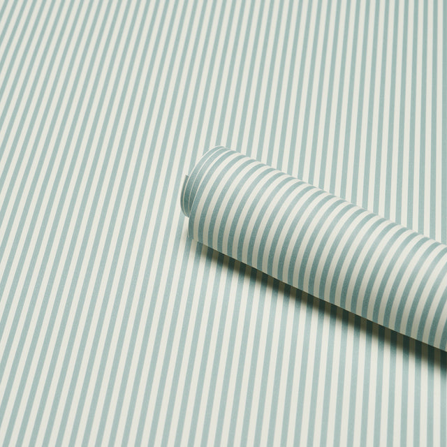 Schumacher 5017194 EMMA STRIPE NARROW in AQUA Wallpaper - PE