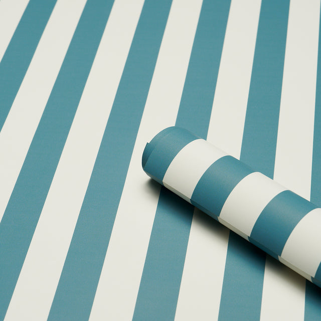 Schumacher 5017214 EMMA STRIPE in AZURE Wallpaper - PERENNIA