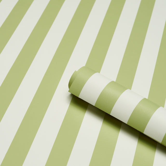 Schumacher 5017215 EMMA STRIPE in LEAF Wallpaper - PERENNIAL