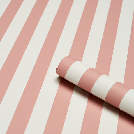 Schumacher 5017220 EMMA STRIPE in CORAL Wallpaper - PERENNIA