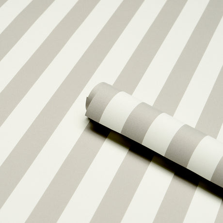 Schumacher 5017223 EMMA STRIPE in STONE Wallpaper - PERENNIA