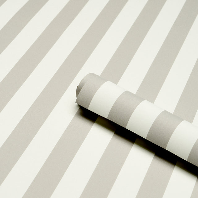 Schumacher 5017223 EMMA STRIPE in STONE Wallpaper - PERENNIA