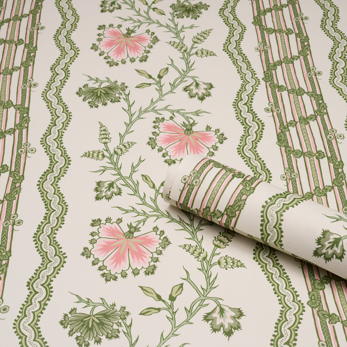 Schumacher 5017330 PARVATI FLORAL STRIPE in PETAL Wallpaper – Eades ...