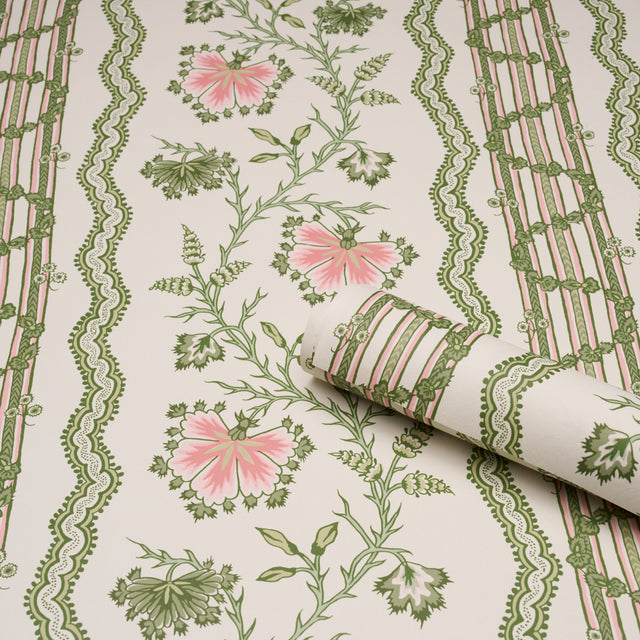 Schumacher 5017330 PARVATI FLORAL STRIPE in PETAL Wallpaper 