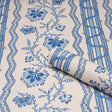 Schumacher 5017332 PARVATI FLORAL STRIPE in DELFT Wallpaper 