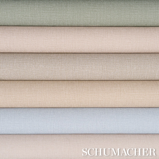 Schumacher 5017523 CAMPAGNE LINEN VINYL in STONE Wallpaper -