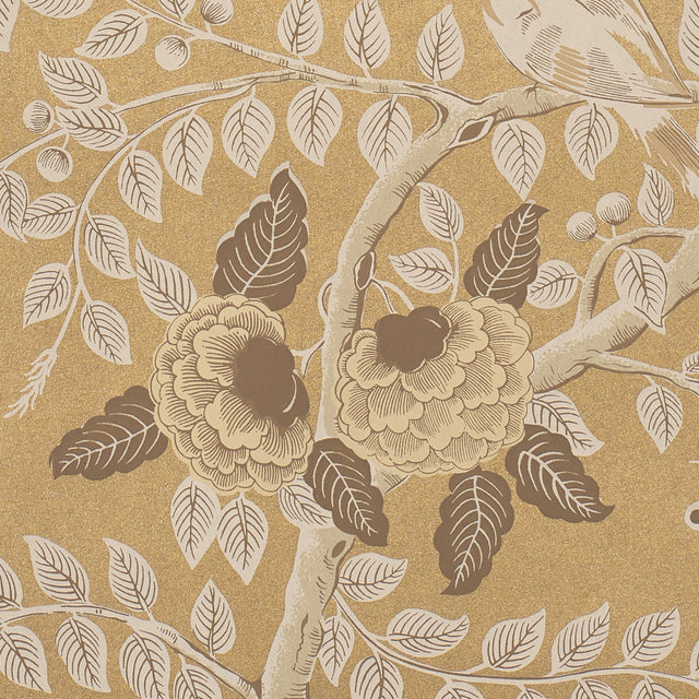 Schumacher 5017540 TOLE BIRD in GOLD Wallpaper - SCHUMACHER 