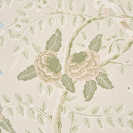 Schumacher 5017541 TOLE BIRD in PETAL Wallpaper - SCHUMACHER