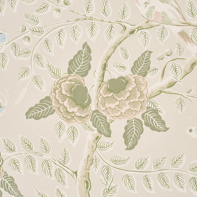 Schumacher 5017541 TOLE BIRD in PETAL Wallpaper - SCHUMACHER