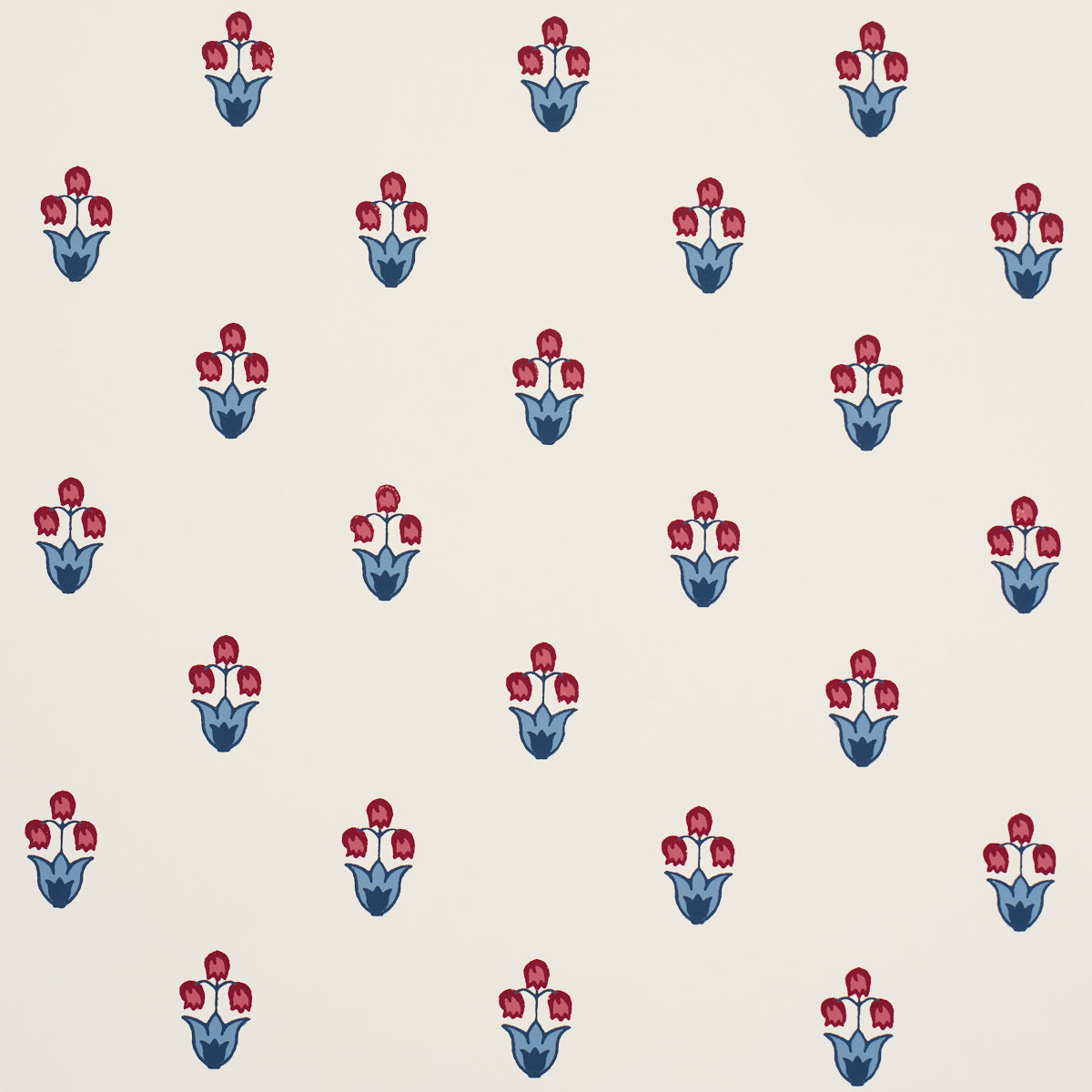 Schumacher 5017661 MOIRA HAND PRINT in BLUE & RED Wallpaper 