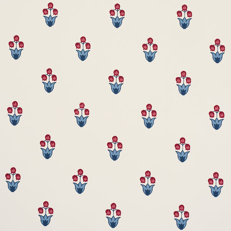 Schumacher 5017661 MOIRA HAND PRINT in BLUE & RED Wallpaper 