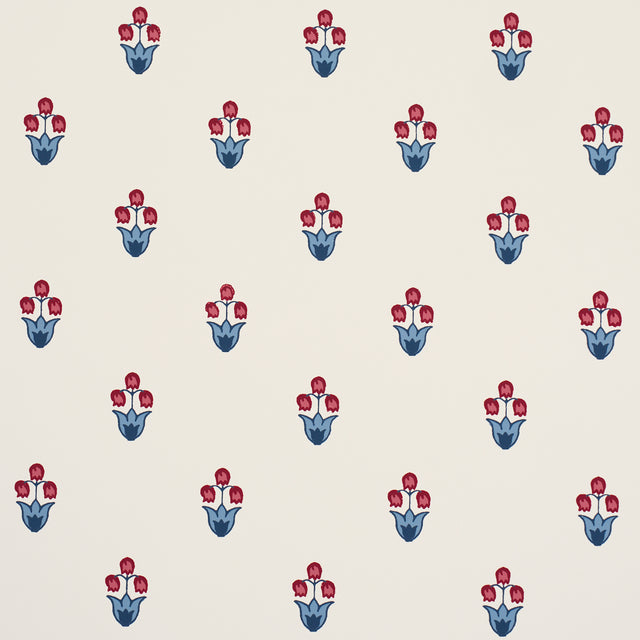 Schumacher 5017661 MOIRA HAND PRINT in BLUE & RED Wallpaper 