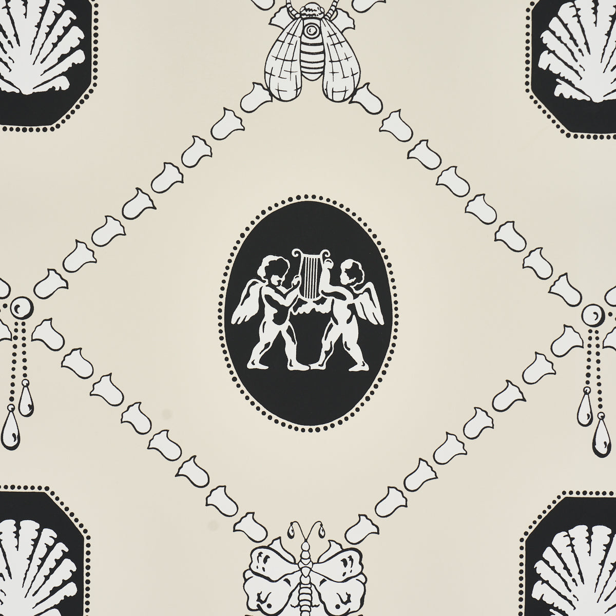 Schumacher 5017840 EDITH in BLACK & IVORY Wallpaper - BACKDR
