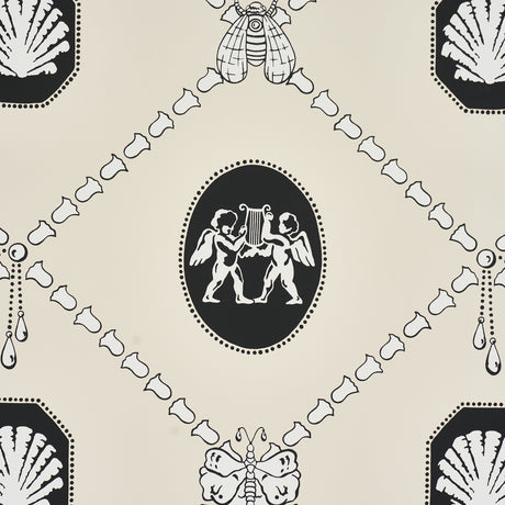Schumacher 5017840 EDITH in BLACK & IVORY Wallpaper - BACKDR