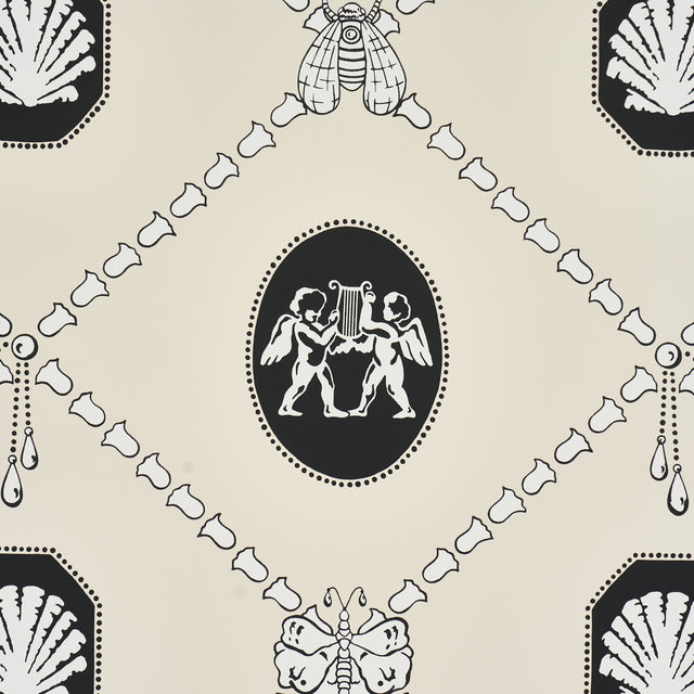 Schumacher 5017840 EDITH in BLACK & IVORY Wallpaper - BACKDR