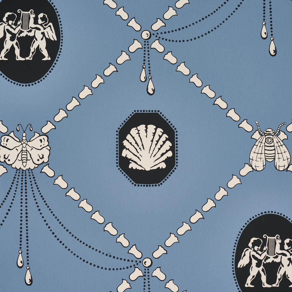 Schumacher 5017841 EDITH in BLUE Wallpaper - BACKDROP