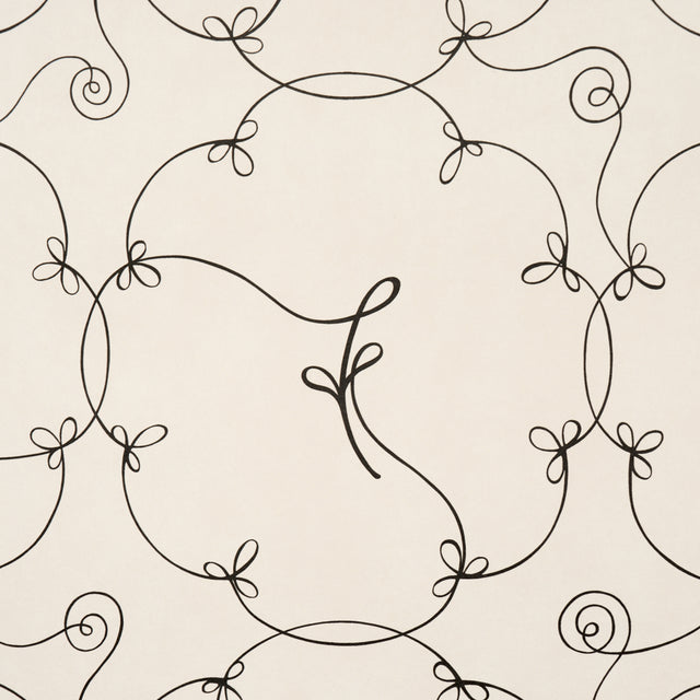 Schumacher 5017852 BRODERIE in BLACK & IVORY Wallpaper - BAC