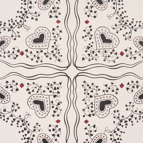 Schumacher 5017860 GARDEN OF HEARTS in BLACK & IVORY Wallpap
