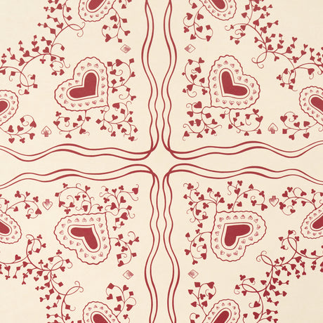 Schumacher 5017861 GARDEN OF HEARTS in RED Wallpaper - BACKD