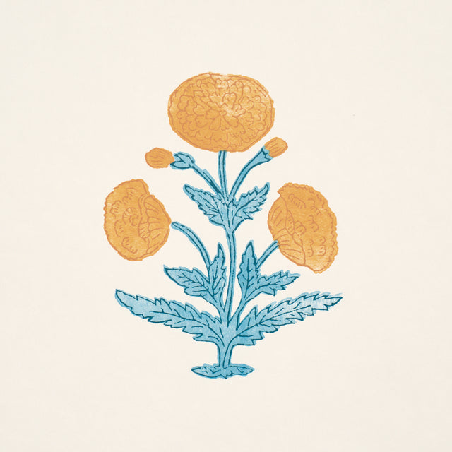 Schumacher 5017981 POPPY PRINT in MUSTARD & SKY Wallpaper - 