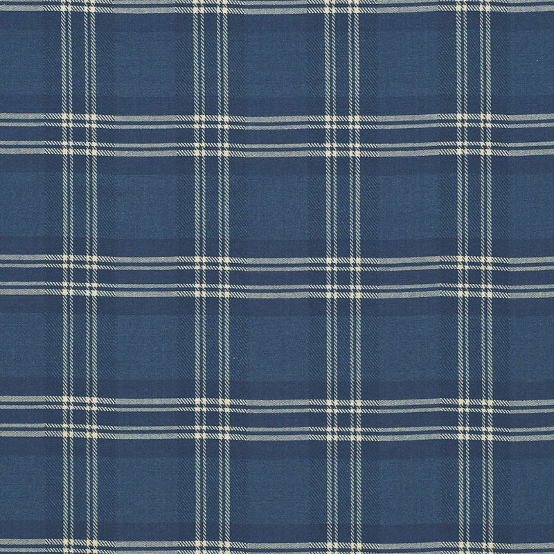 Schumacher Check Rustique Atlantic Blue Fabric