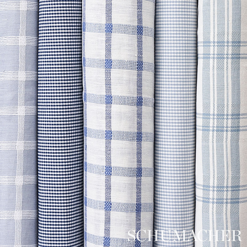 Schumacher Check Rustique Sky Fabric