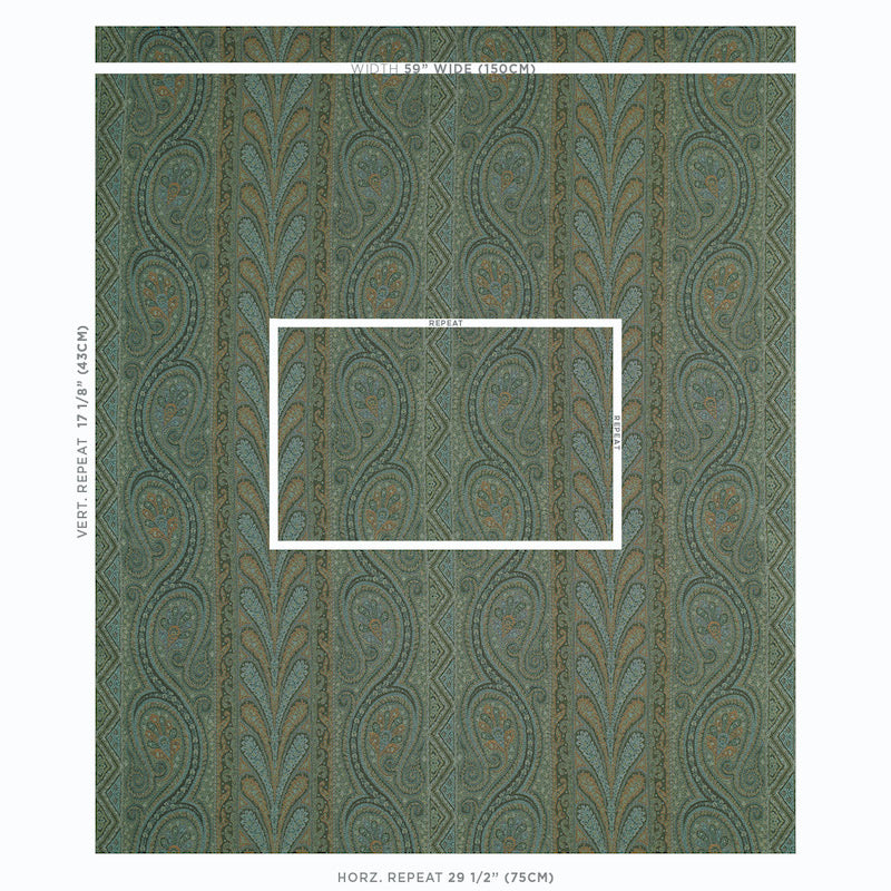 Schumacher Chatelaine Paisley Jade Fabric