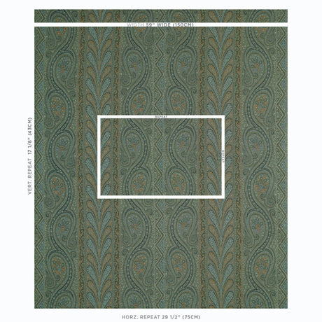 Schumacher Chatelaine Paisley Jade Fabric