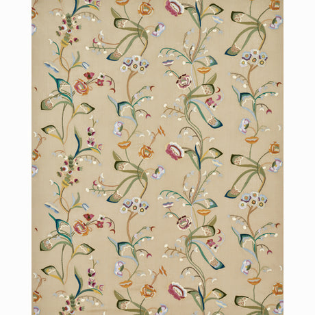 Schumacher Vanessa Embroidery Chamois/Multi Fabric - Eade's Wallpaper
