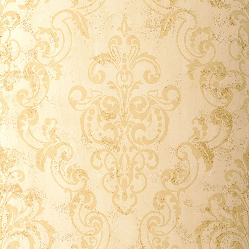 Schumacher Giovan Damask Sand Wallpaper