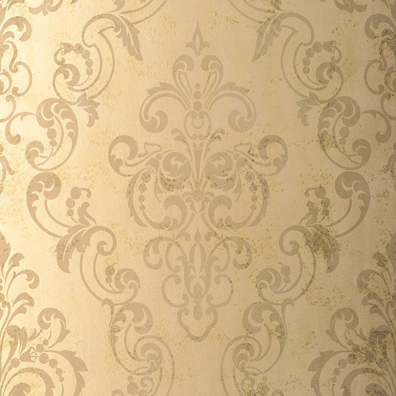 Schumacher Giovan Damask Taupe Wallpaper