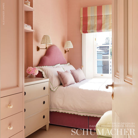 Schumacher Vivien Silk Stripe Rouge Fabric - Eade's Wallpaper