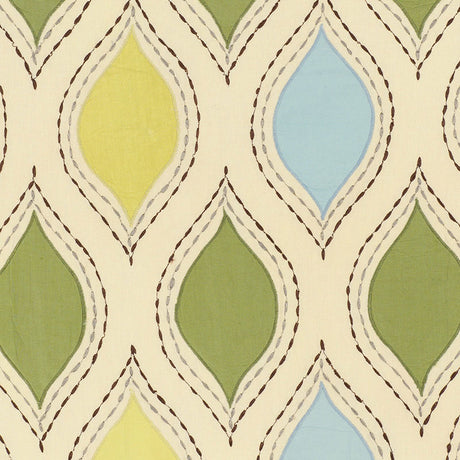 Schumacher 54780 Letâ€™s Dance in CHARTREUSE & SKY Fabric - 