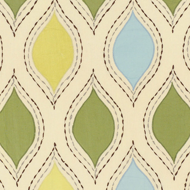 Schumacher 54780 Letâ€™s Dance in CHARTREUSE & SKY Fabric - 