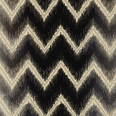 Schumacher Shock Wave Platinum & Jet Fabric - Eade's Wallpaper