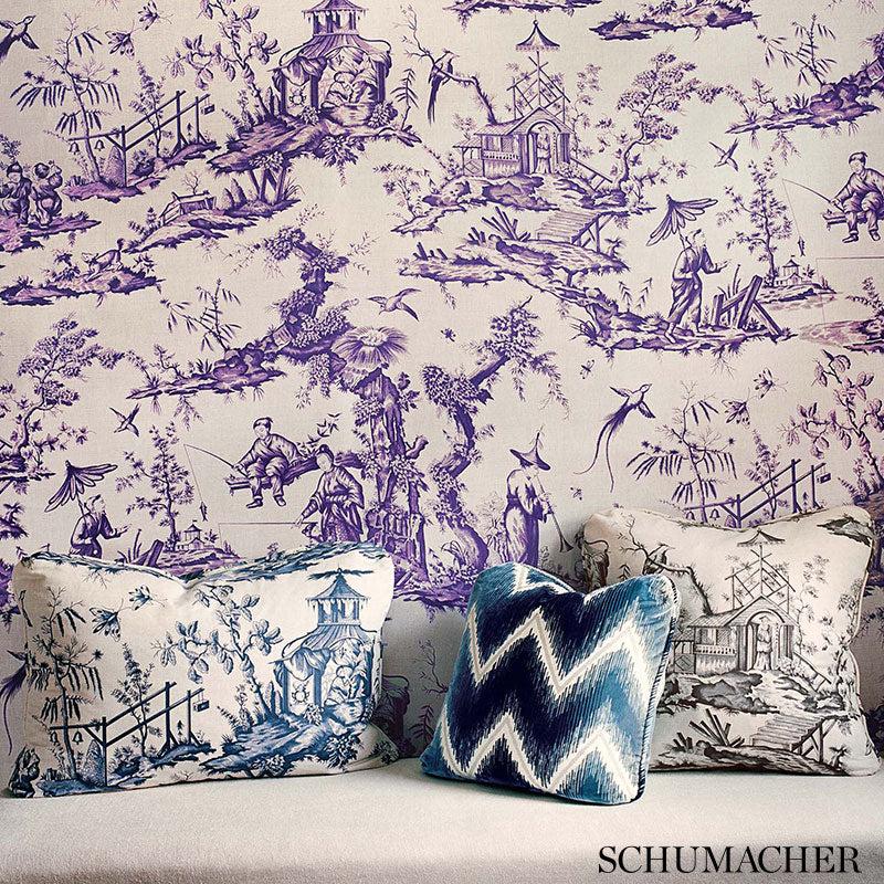 Schumacher Shock Wave Midnight Fabric - Eade's Wallpaper