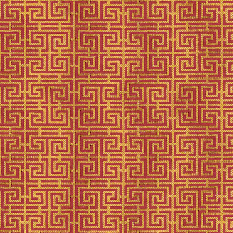 Schumacher Chinois Fret Cinnabar / Gold Fabric